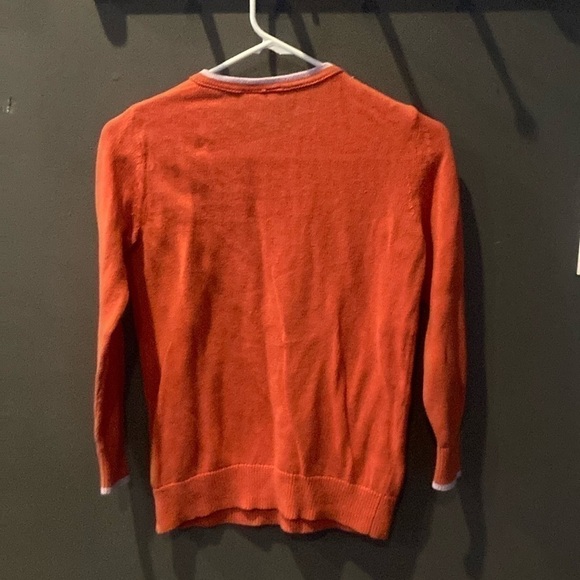 Anthropologie Moth size XS orange lilac trim  scoop neck sweater GUC - Picture 2 of 6